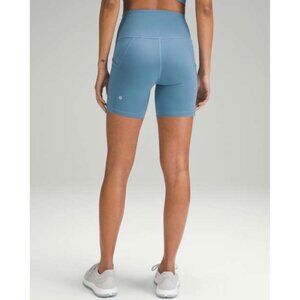 LULULEMON Utility Blue Wunder Under Train High-Rise Pocket 6" Spandex Shorts 6